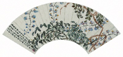 历代国画.源文件.齐白石扇面集18开的国画作品-齐白石-折枝花卉扇面-3