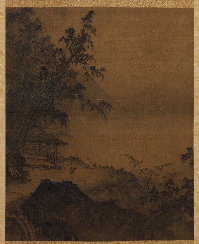 国画印刷版.元的国画作品- 孙君泽 高士观眺（旧）图 82x67