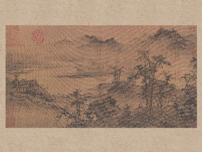 国画印刷版.元的国画作品-人 林亭秋色圖