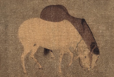 国画印刷版.宋的国画作品-宋 陈居中（款）进马图绢本21×32  