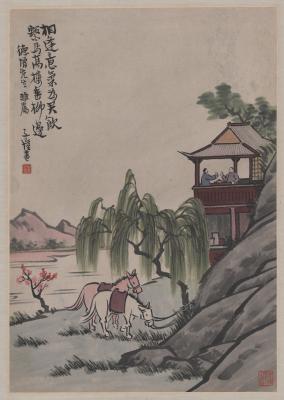 国画.近现代的国画作品-丰子恺-双马图轴 拷贝