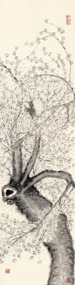 国画.近现代的国画作品-梁斌-繁梅长轴-178.5x47.7 拷贝