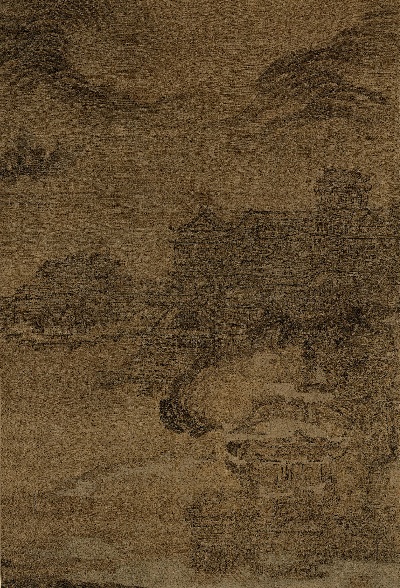 国画印刷版.元.元 佚名的国画作品- 佚名 江山楼阁图轴绢本136x92.5