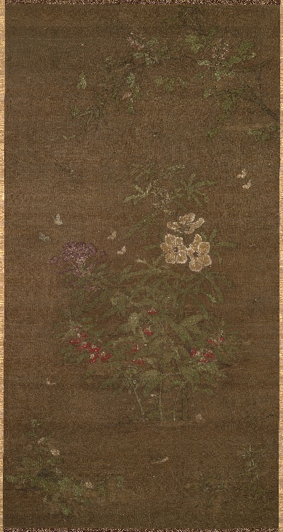 国画印刷版.元.元 佚名的国画作品- 佚名 草虫图--绢本128x68东京
