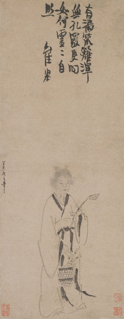 国画印刷版.元.元 佚名的国画作品- 佚名(崔皋)渔篮观音图82.1x32故宫博物院