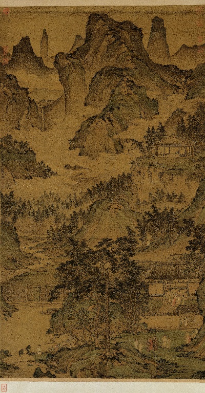 国画印刷版.元.元 佚名的国画作品- 佚名 东山丝竹图轴绢本187.5x43.7