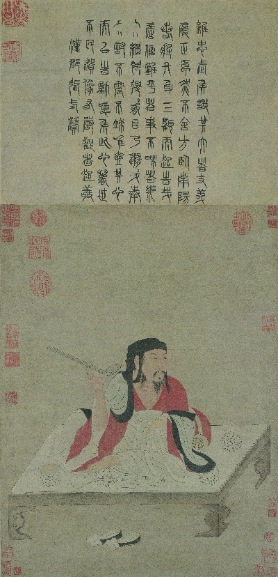 国画印刷版.元.赵孟頫的国画作品- 赵孟頫 诸葛亮像轴纸本60.5x45.2