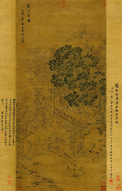 国画印刷版.元.赵孟頫的国画作品- 赵孟頫 欧波亭图 绢本73x115