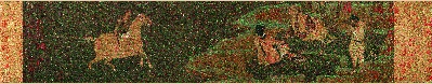 国画印刷版.五代.五代 佚名 神骏图的国画作品-画芯 绢本28X143