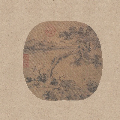 国画印刷版.元.十人册页的国画作品- 10人 倚艇看鸿圖