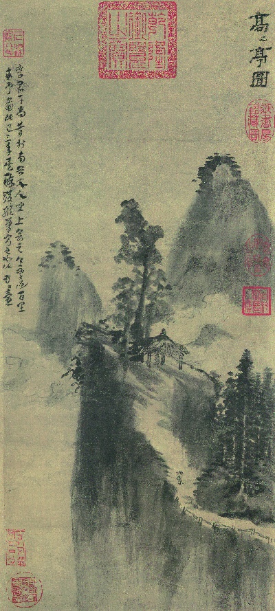国画印刷版.元.方从义的国画作品- 方从义 高高亭图 纸本 27.5x61.3