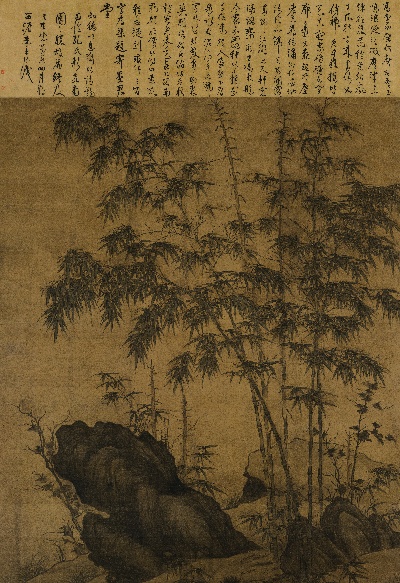 国画印刷版.元.李衎的国画作品- 李衎 竹石图轴140x96