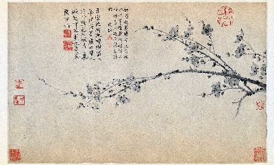 国画印刷版.元.王冕的国画作品-  王冕 墨梅图纸本水墨50.9x31.9北京故宫