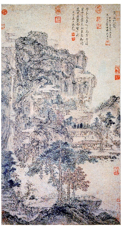 国画印刷版.元.王蒙的国画作品- 王蒙 东山草堂 纸本 60.9x113