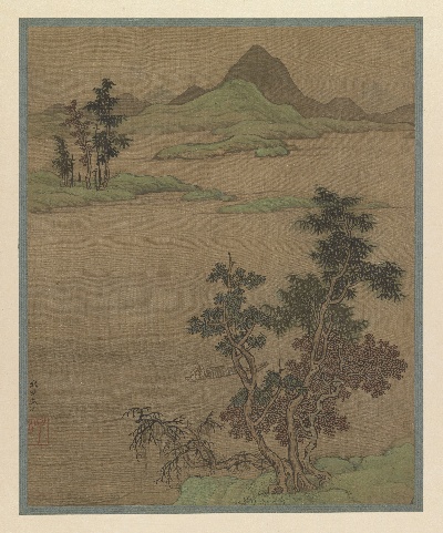 国画印刷版.元.盛懋的国画作品- 盛懋 山水图 30.3×24.4