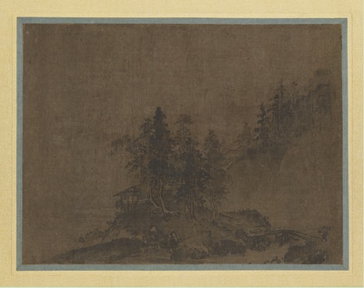 国画印刷版.宋.夏圭的国画作品-南宋 传夏珪 山水图55x69