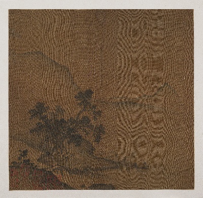 国画印刷版.宋.夏圭的国画作品-宋 夏圭(款)溪口垂钓图23.2x23.8大都会