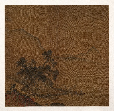 国画印刷版.宋.夏圭的国画作品-宋 夏圭(款) 溪口垂钓图33x33