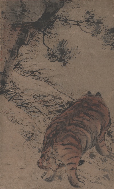 国画印刷版.清代1.高其佩的国画作品-高其佩-猛虎图轴141X85