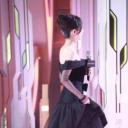 杨幂生图全集肩黑色晚会裙