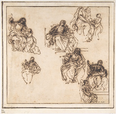 美国纽约大都会美术馆素描藏画.-1MDg083=美国纽约大都会美术馆素描 1的作品-阿戈斯蒂诺·马苏奇——圣母教育研究