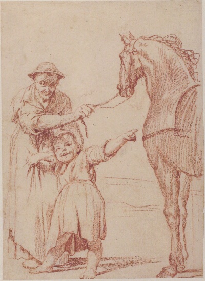 美国纽约大都会美术馆素描藏画.-10MDg083=美国纽约大都会美术馆素描 7的作品-朱塞佩·玛丽亚·克雷斯皮——马尔科法说服卡塞诺上马