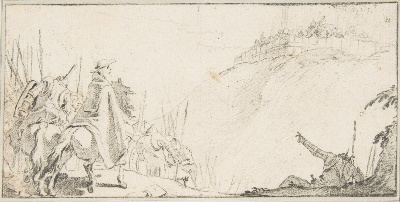 美国纽约大都会美术馆素描藏画.-10MDg083=美国纽约大都会美术馆素描 7的作品-乔瓦尼·巴蒂斯塔·蒂埃波罗——一本书的插图《红衣主教面对军队》
