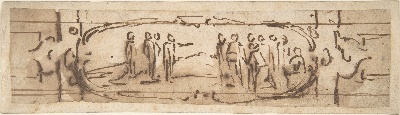 美国纽约大都会美术馆素描藏画.-11MDg083=美国纽约大都会美术馆素描 8的作品-雅克·卡洛特——为卡图切画画