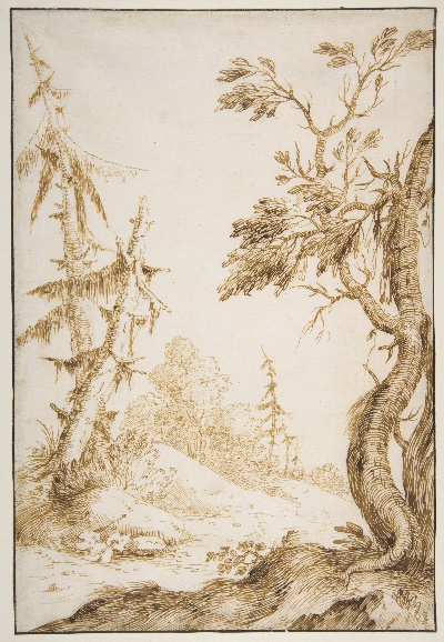 美国纽约大都会美术馆素描藏画.-2MDg083=美国纽约大都会美术馆素描 10的作品-马可·利玛窦——森林景观中的清理