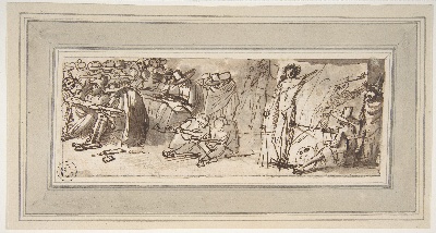 美国纽约大都会美术馆素描藏画.-3MDg083=美国纽约大都会美术馆素描 11的作品-皮尔·弗朗西斯科·莫拉——艺术家们在画室里画画
