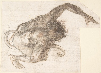 美国纽约大都会美术馆素描藏画.-5MDg083=美国纽约大都会美术馆素描 2的作品-长着一条像人类一样的长尾生物