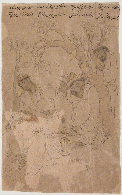 美国纽约大都会美术馆素描藏画.-5MDg083=美国纽约大都会美术馆素描 2的作品-四名苏菲派的集会