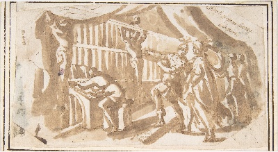 美国纽约大都会美术馆素描藏画.-6MDg083=美国纽约大都会美术馆素描 3的作品-弗朗西斯科·阿莱格里尼（Francesco Allegrini）——克利奥帕特拉（Cleopatra）的佩加缪图书馆