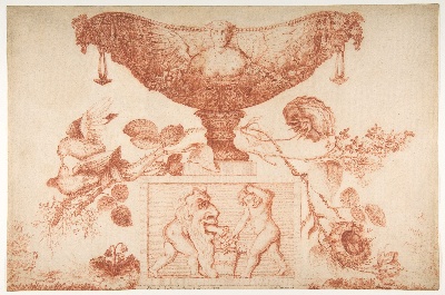 美国纽约大都会美术馆素描藏画.-7MDg083=美国纽约大都会美术馆素描 4的作品-奥伯特·亨利·约瑟夫父母——古典底座上的葡萄酒冷却器或花瓶