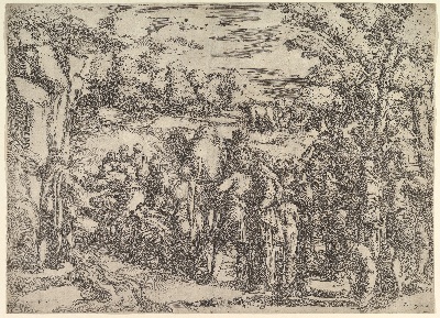 美国纽约大都会美术馆素描藏画.-9MDg083=美国纽约大都会美术馆素描 6的作品-巴蒂斯塔·弗兰科——摩西从岩石中取水