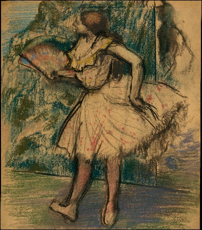 美国纽约大都会美术馆素描藏画.-9MDg083=美国纽约大都会美术馆素描 6的作品-埃德加·德加——带扇子的舞者