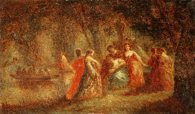 美国费城美术馆精品藏画高清图集TIF-1的作品-阿道夫·约瑟夫·托马斯·蒙蒂切利，法国，1824-1886年——划船派对