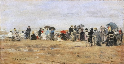美国费城美术馆精品藏画高清图集TIF-2的作品-尤金·路易斯·布丁，法国，1824-1898年——特鲁维尔海滩