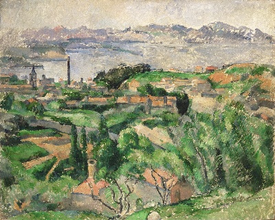 美国费城美术馆精品藏画高清图集TIF-5的作品-法国保罗·塞尚（Paul Cézanne），1839-1906年——马赛湾与圣亨利村的景色