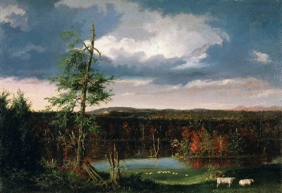 美国费城美术馆精品藏画高清图集TIF-6的作品-托马斯·科尔，美国人（生于英格兰），1801年至1848年——风景，费瑟斯托诺先生在远处的座位