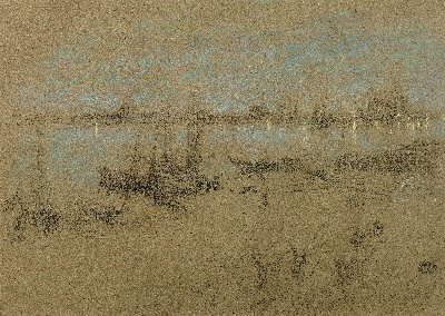 美国弗里克美术馆.-2美国弗利克美术馆_藏画高清实拍2的作品-詹姆斯·麦克尼尔·惠斯勒-夜曲威尼斯，1880年