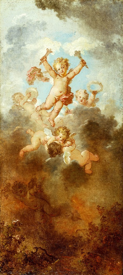 美国弗里克美术馆.-2美国弗利克美术馆_藏画高清实拍2的作品-Jean HonoréFragonard-爱情的进步-爱情的胜利，1790-1791