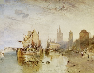 美国弗里克美术馆.-3美国弗利克美术馆_藏画高清实拍3的作品-Joseph Mallord William Turner - The Arrival of a Packet-Boat, Evening, 1826
