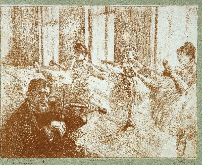 美国弗里克美术馆.-3美国弗利克美术馆_藏画高清实拍3的作品-威廉·桑利（德加之后）——排练（芭蕾舞团），约1888年