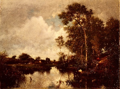 美国弗里克美术馆.-3美国弗利克美术馆_藏画高清实拍3的作品-Jules Dupré——河流，19世纪