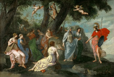 -4MSG082卢浮宫高清图集TIF- 12的作品-Jacques Stella -- Minerva and the Muses