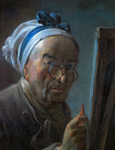 -6MSG082卢浮宫高清图集TIF- 14的作品-Jean Siméon Chardin——自画像