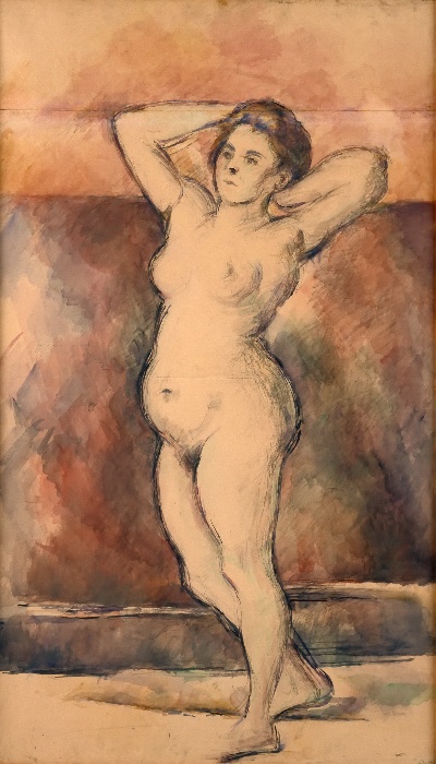 -9MSG082卢浮宫高清图集TIF- 17的作品-保罗·塞尚（Paul Cézanne）——裸体站立的女性，举起手臂