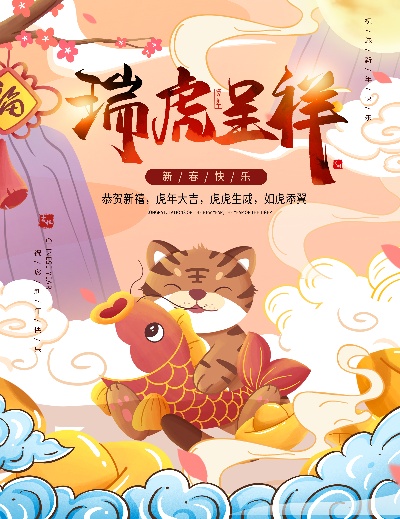 虎年插画海报的PSD模板-35