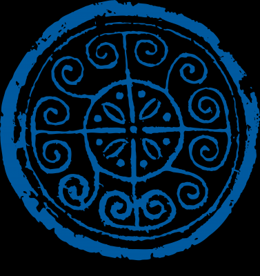 古代拓印图案PNG青蓝色-16
